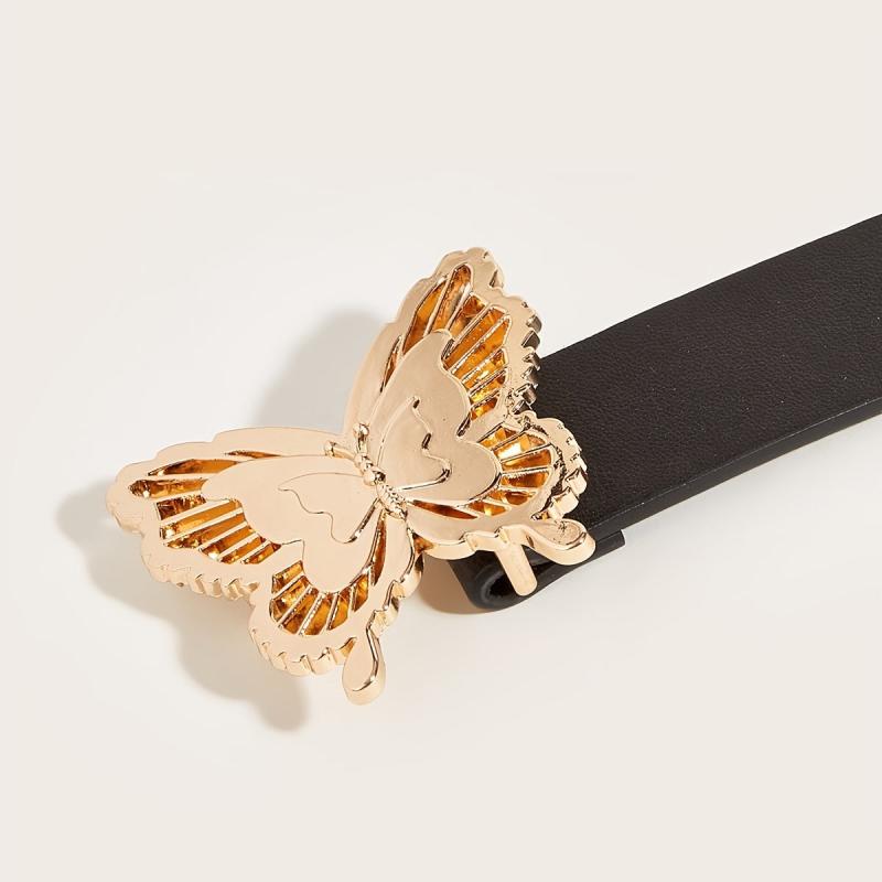 Lady Belt PU Leather Butterfly Buckle Decorative Waist Belts For Women