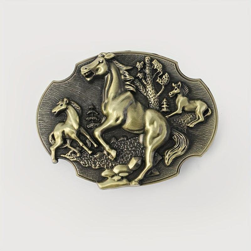 Vintage Horse Oval Belt Buckle Women Men Western Cowboy Cowgirl Jeans Acce