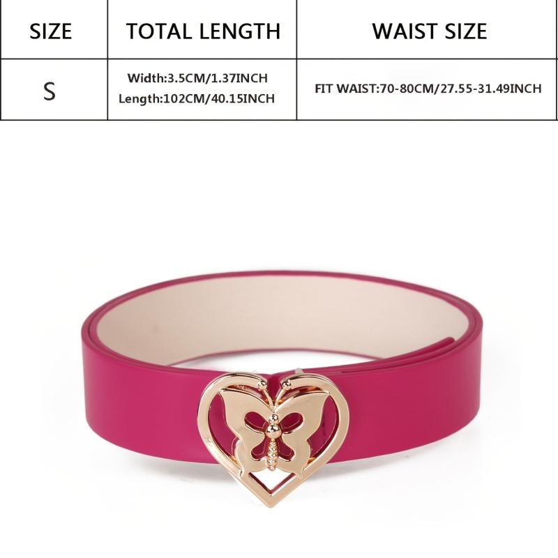 Y2K Rose Red PU Leather Belt Stylish Decorative Jeans Skirt Belt For Women