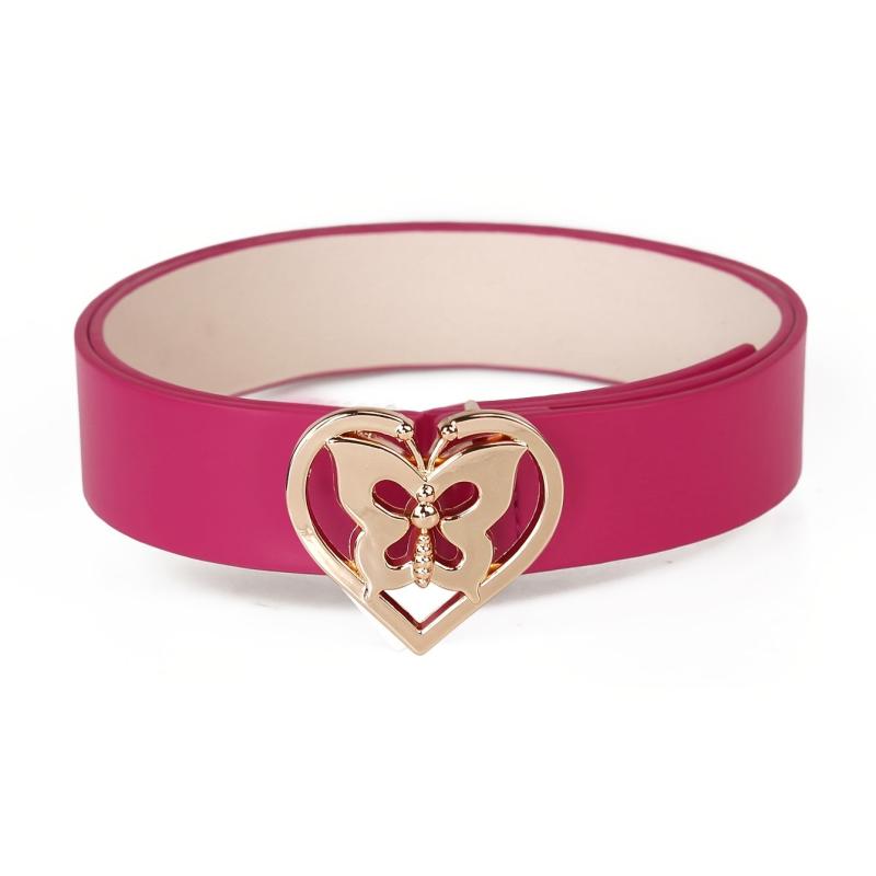 Y2K Rose Red PU Leather Belt Stylish Decorative Jeans Skirt Belt For Women