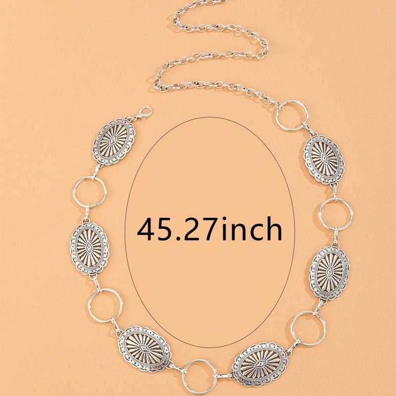 Vintage Bohemian Metal Waist Chain Western Style Hollowed Embossed