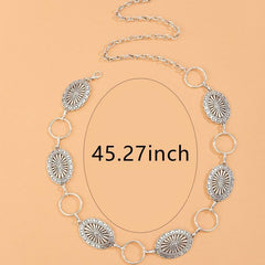 Vintage Bohemian Metal Waist Chain Western Style Hollowed Embossed