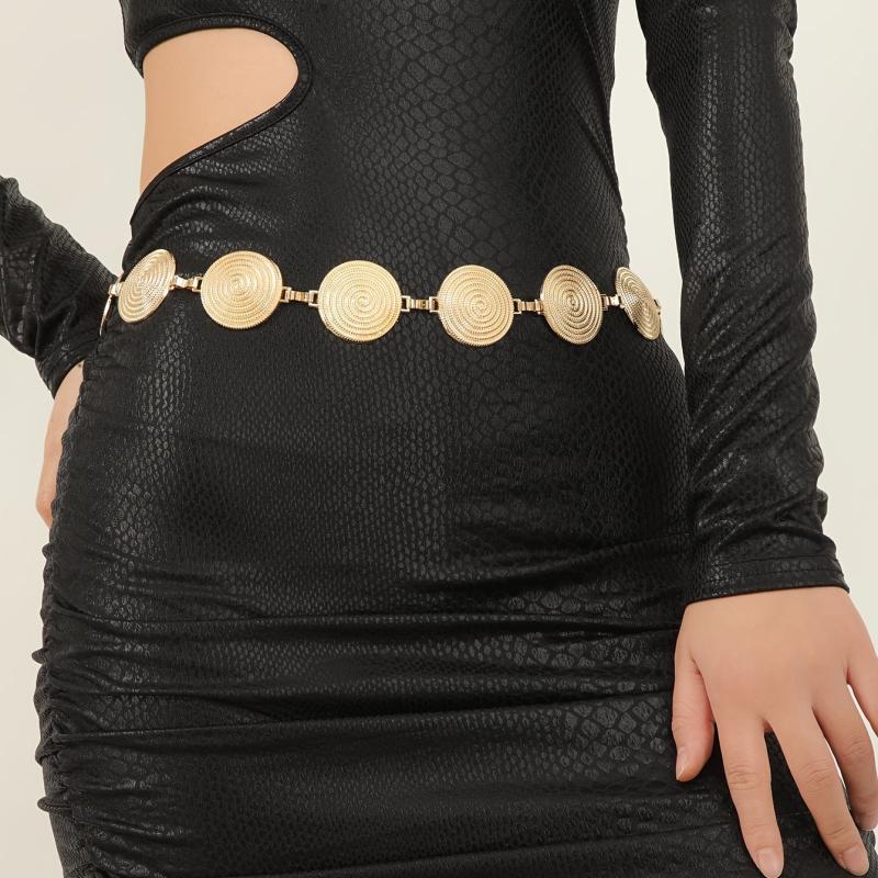 Vintage Bohemian Metal Waist Chain Western Style Hollowed Embossed