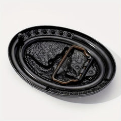 Boho Oval Belt Buckle Rhinestone Beads Inlaid Horn Bull Western Buckle