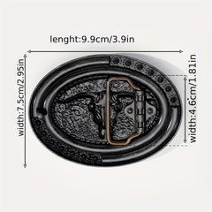 Boho Oval Belt Buckle Rhinestone Beads Inlaid Horn Bull Western Buckle