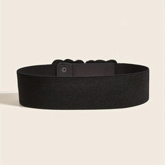 Wide Elastic Belt Double Row Rhinestone Flower Waistband