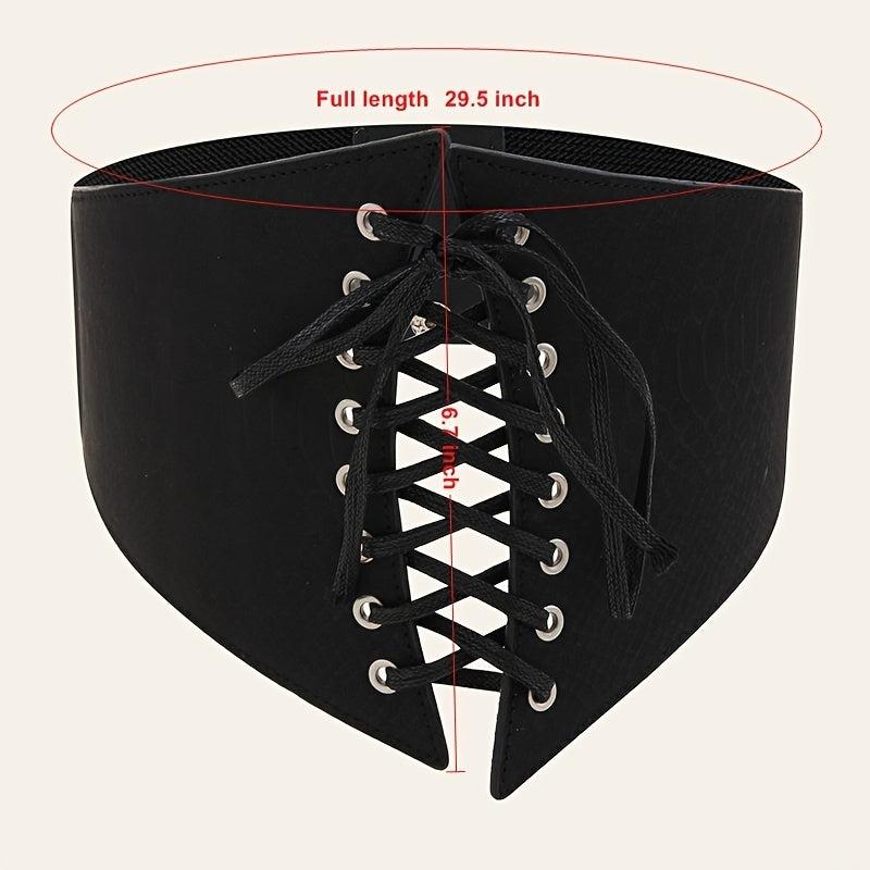 Wide Elastic Waist Corset Belt Lace Up Waistband