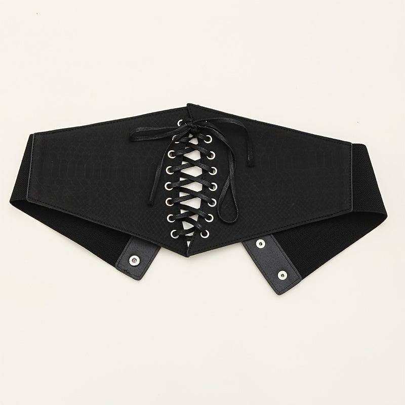 Wide Elastic Waist Corset Belt Lace Up Waistband