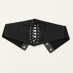 Wide Elastic Waist Corset Belt Lace Up Waistband