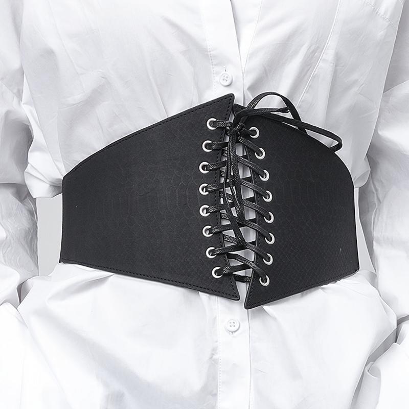 Wide Elastic Waist Corset Belt Lace Up Waistband