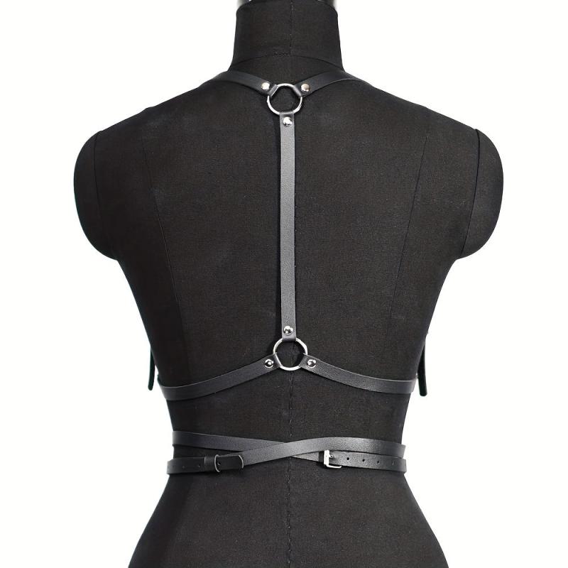 Women Punk Body Chest Harness Caged Waist Belts Gothic PU Leather