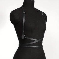 Women Punk Body Chest Harness Caged Waist Belts Gothic PU Leather