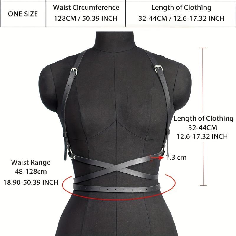 Women Punk Body Chest Harness Caged Waist Belts Gothic PU Leather