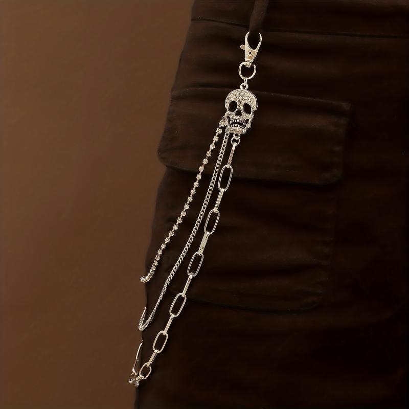 Men's Pants Chain Skull Hip Hop Layered Decoration Waist Belt Accessories