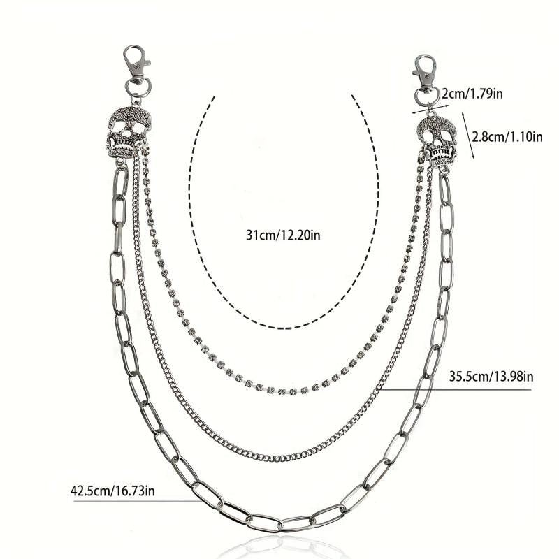 Men's Pants Chain Skull Hip Hop Layered Decoration Waist Belt Accessories