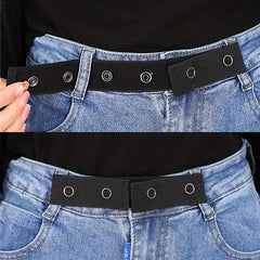 Women's Elastic No Buckle Belt Solid Casual Invisible Jeans Belt Stretch