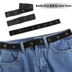 Women's Elastic No Buckle Belt Solid Casual Invisible Jeans Belt Stretch
