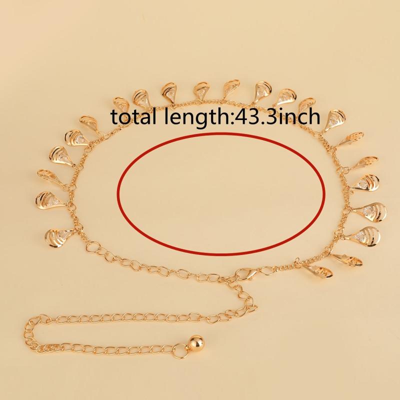 Women's Tassel Chain Belt Skinny Elastic Stretchy Waistband For Dress