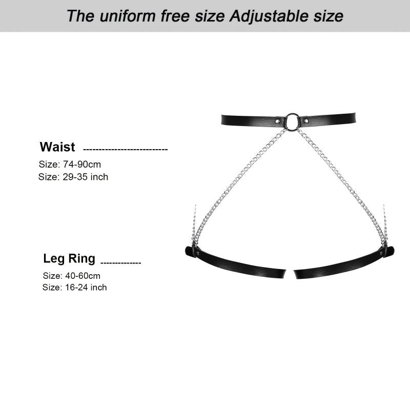 PU Leather Body Leg Harness Thigh Garter Gothic Suspender Belt