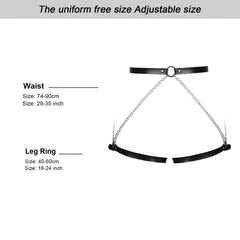 PU Leather Body Leg Harness Thigh Garter Gothic Suspender Belt