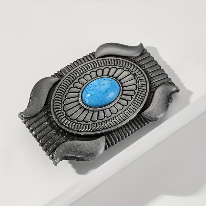 Vintage Striped Belt Buckle Geometric Western Cowboy Accessories