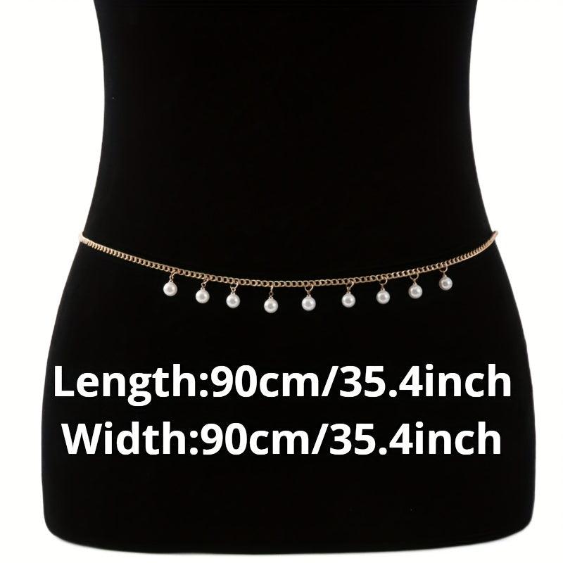 Faux Pearl Pendant Waist Chain Golden Silver Metal Belly Chain