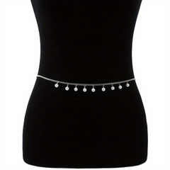 Faux Pearl Pendant Waist Chain Golden Silver Metal Belly Chain