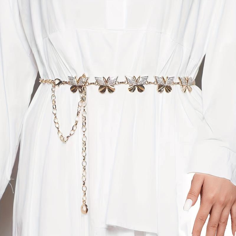 Y2K Butterfly Metal Waist Chain Belly Chain for Women