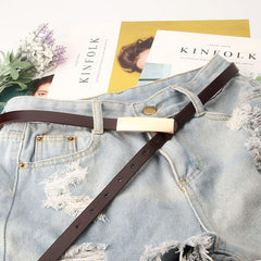 Metal Buckle Thin Belt Unisex Casual Waistband Stylish Jeans Belt