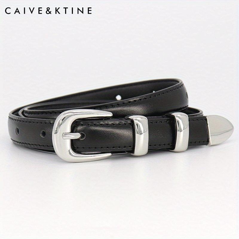 Women's Oval Pin Buckle Belt Casual Thin Leather Belt Solid Jeans Pants Belt