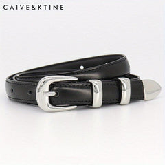 Women's Oval Pin Buckle Belt Casual Thin Leather Belt Solid Jeans Pants Belt