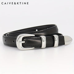 Women's Oval Pin Buckle Belt Casual Thin Leather Belt Solid Jeans Pants Belt