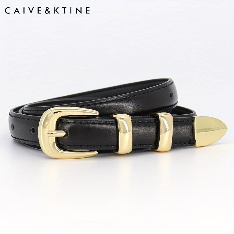 Women's Oval Pin Buckle Belt Casual Thin Leather Belt Solid Jeans Pants Belt