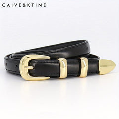 Women's Oval Pin Buckle Belt Casual Thin Leather Belt Solid Jeans Pants Belt