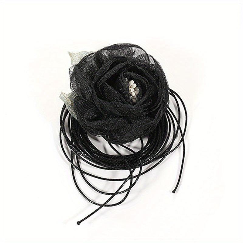 Mesh Flower Sash Belt Lace Up Wax Rope Waist Belt Decorative Dress Girdle