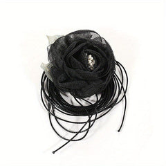 Mesh Flower Sash Belt Lace Up Wax Rope Waist Belt Decorative Dress Girdle