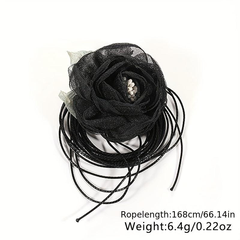 Mesh Flower Sash Belt Lace Up Wax Rope Waist Belt Decorative Dress Girdle