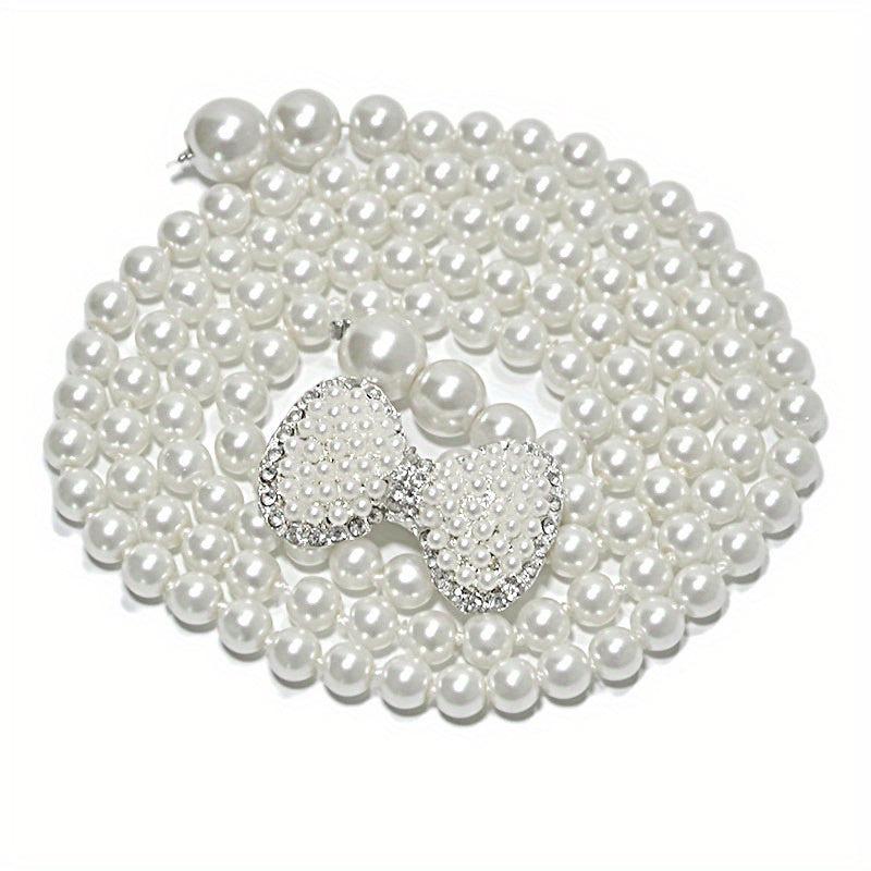 Faux Pearl Thin Belt Flower Buckle Sash Belt For Women