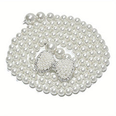 Faux Pearl Thin Belt Flower Buckle Sash Belt For Women