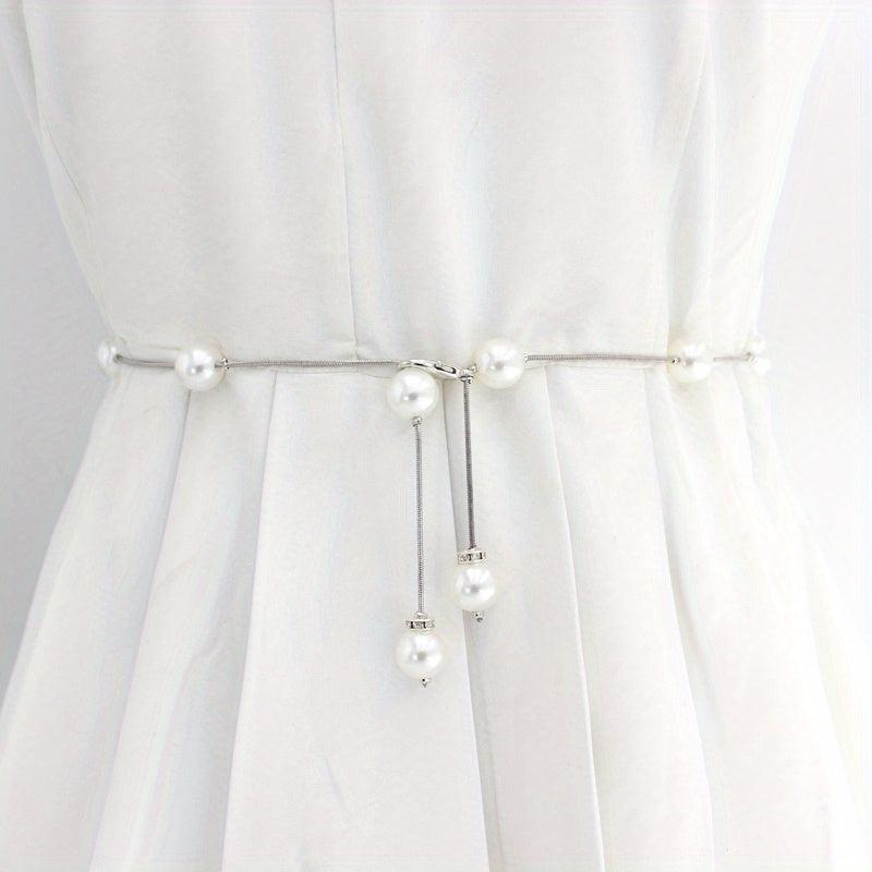Pearl Belt Thin Waistband Chain Belt For Party Dress & Wedding Dresses