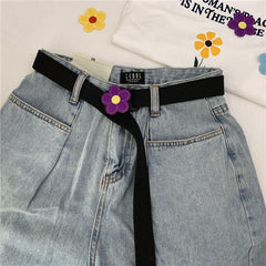 Flower Decor Nylon Waist Belt Waist Rope Belt For Pants Dress Jeans Classic