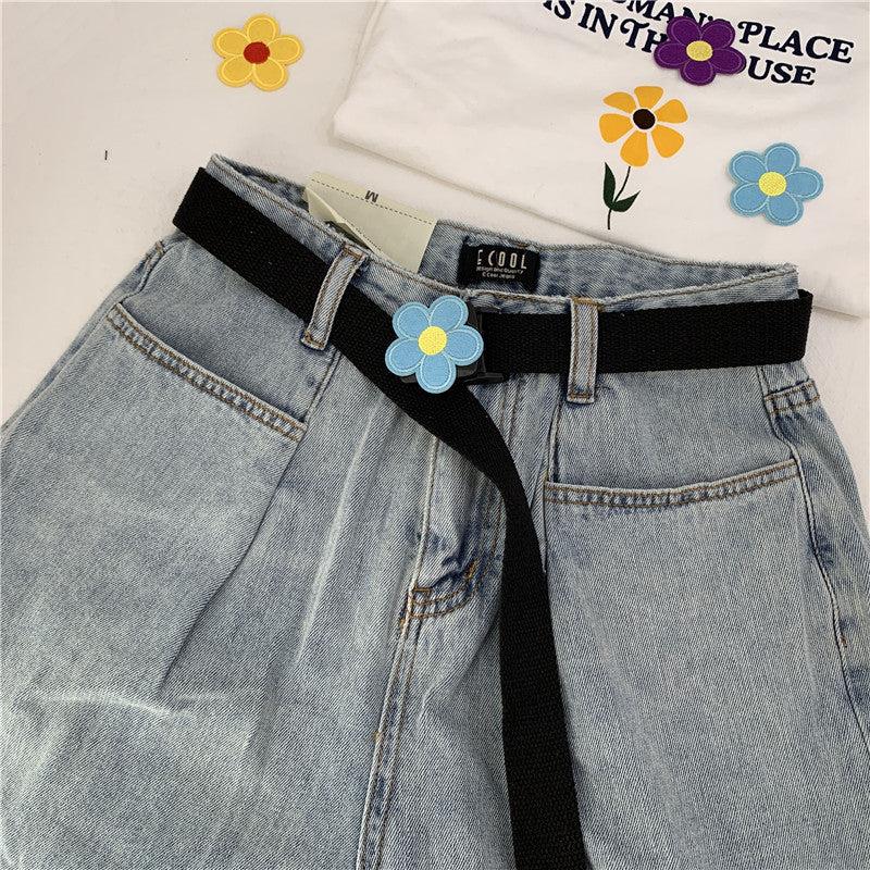 Flower Decor Nylon Waist Belt Waist Rope Belt For Pants Dress Jeans Classic