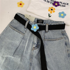 Flower Decor Nylon Waist Belt Waist Rope Belt For Pants Dress Jeans Classic
