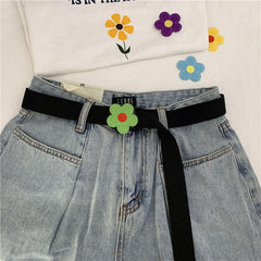 Flower Decor Nylon Waist Belt Waist Rope Belt For Pants Dress Jeans Classic