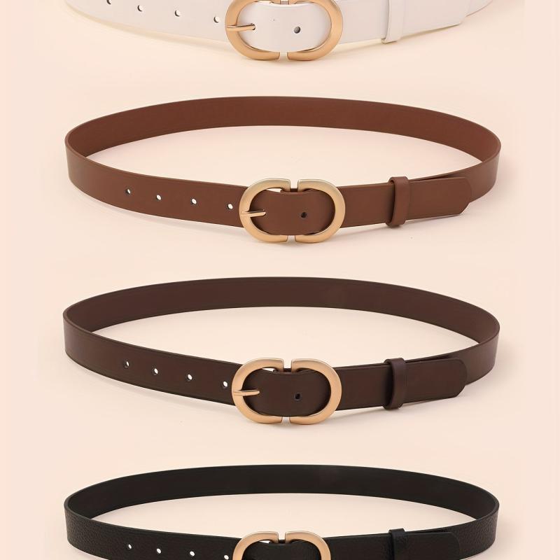 Double D Buckle Belt Classic Solid Casual Jeans Pants Belt For Women