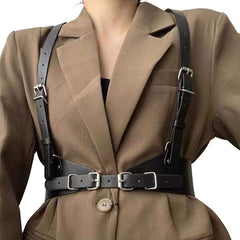PU Leather Rivet Harness Belt Y2K Waistband Adjustable Gothic Suspenders