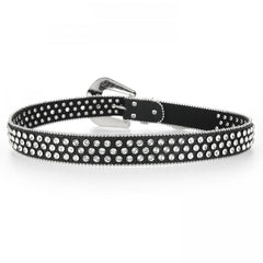 Rivet Rhinestone Belt Hip Hop Sparkling PU Leather Belt Classic Punk Cowboy Cowg
