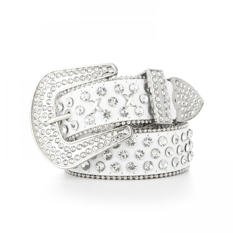 Rivet Rhinestone Belt Hip Hop Sparkling PU Leather Belt Classic Punk Cowboy Cowg