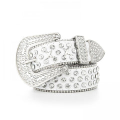 Rivet Rhinestone Belt Hip Hop Sparkling PU Leather Belt Classic Punk Cowboy Cowg