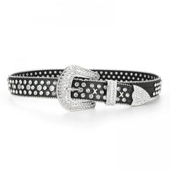 Rivet Rhinestone Belt Hip Hop Sparkling PU Leather Belt Classic Punk Cowboy Cowg